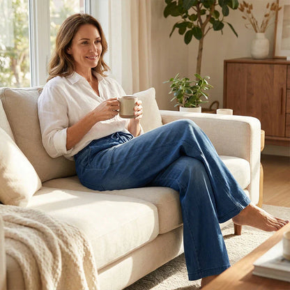 Gelsomina Rapuano™ Comfy Wide Leg Drawstring Jeans for Everyday Wear