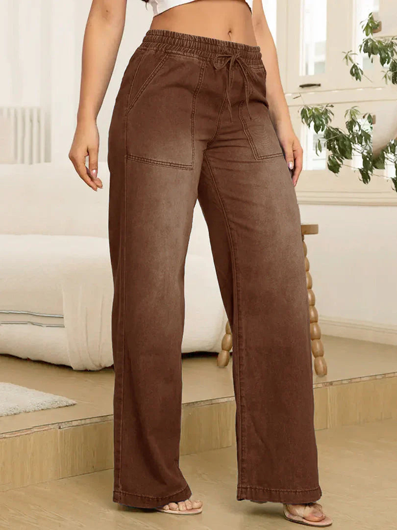Gelsomina Rapuano™ Comfy Wide Leg Drawstring Jeans for Everyday Wear