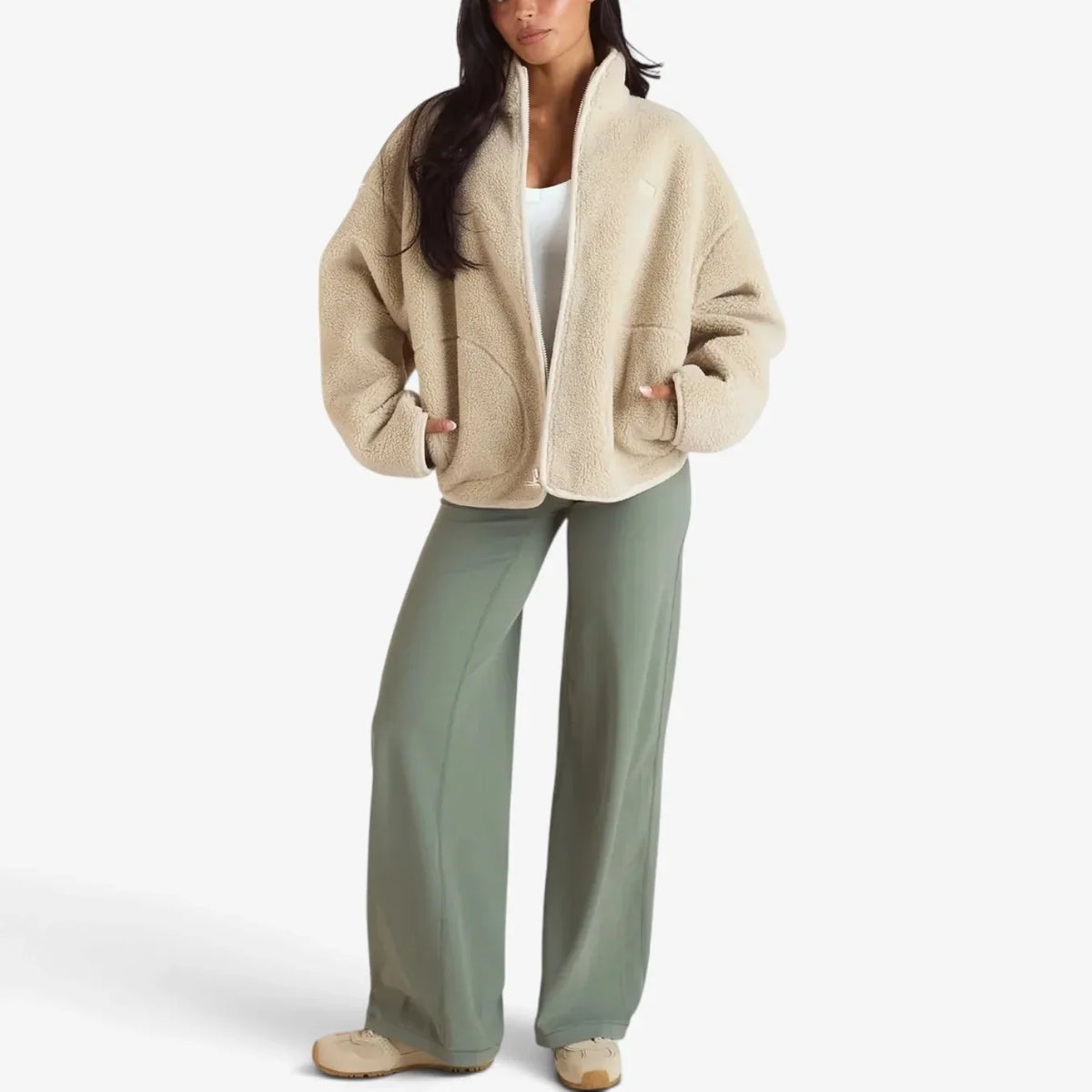 Giuditta Leonore Plush Fleece Zip Jacket - main front view of cozy zip-up fleece jacket
