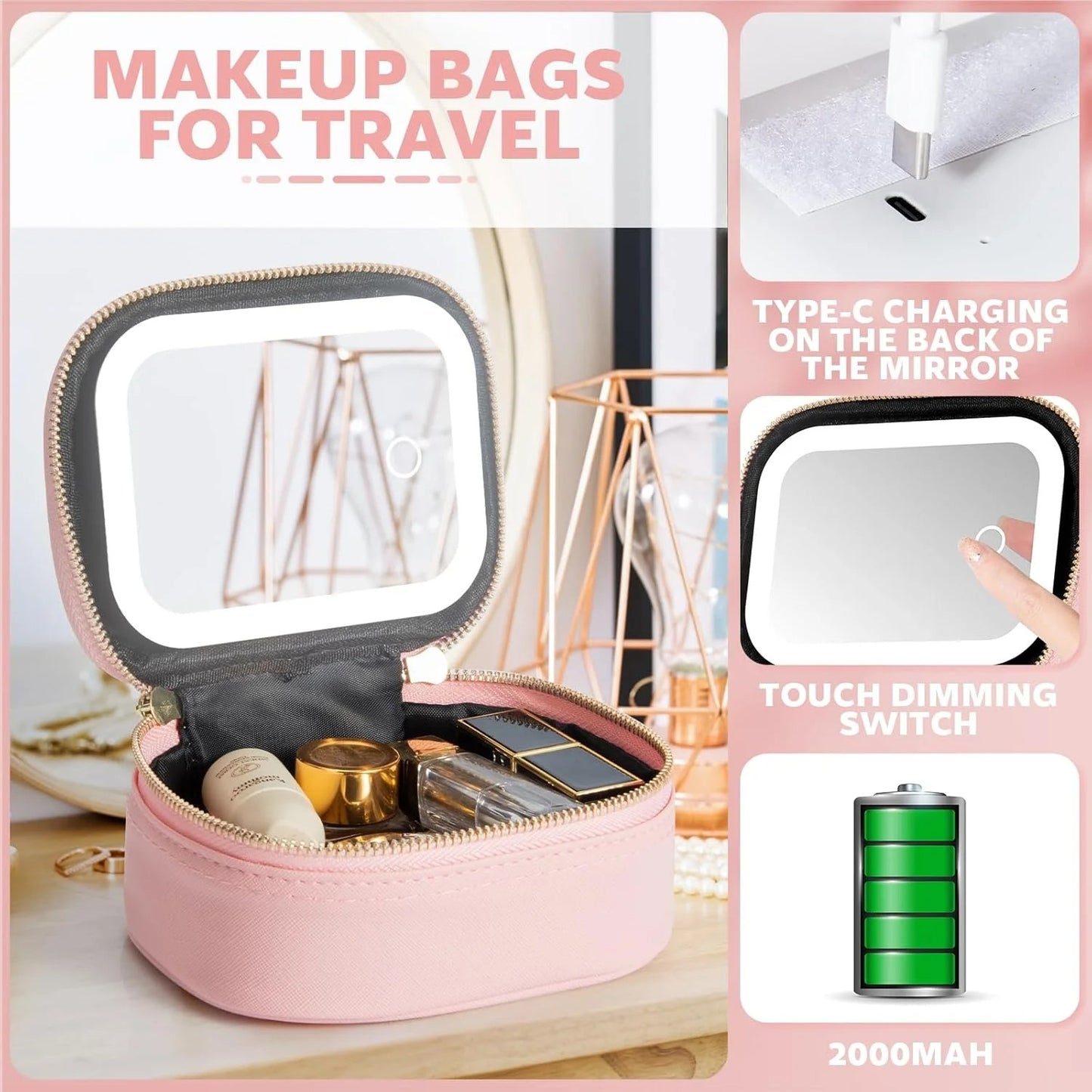 GlowKit Pro+™ Compact Makeup Bag with LED Mirror