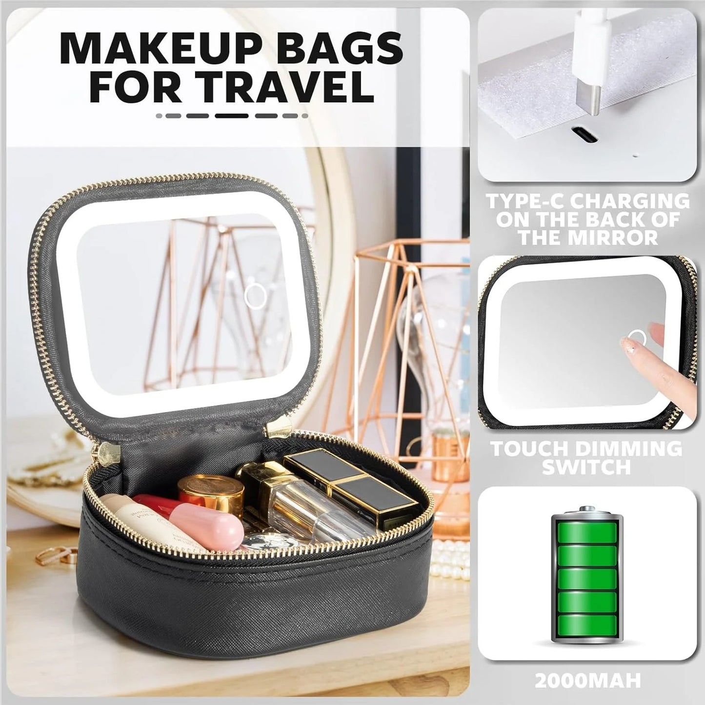GlowKit Pro+™ Compact Makeup Bag with LED Mirror
