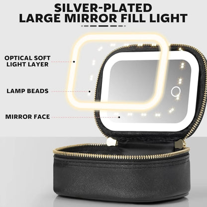 GlowKit Pro+™ Compact Makeup Bag with LED Mirror