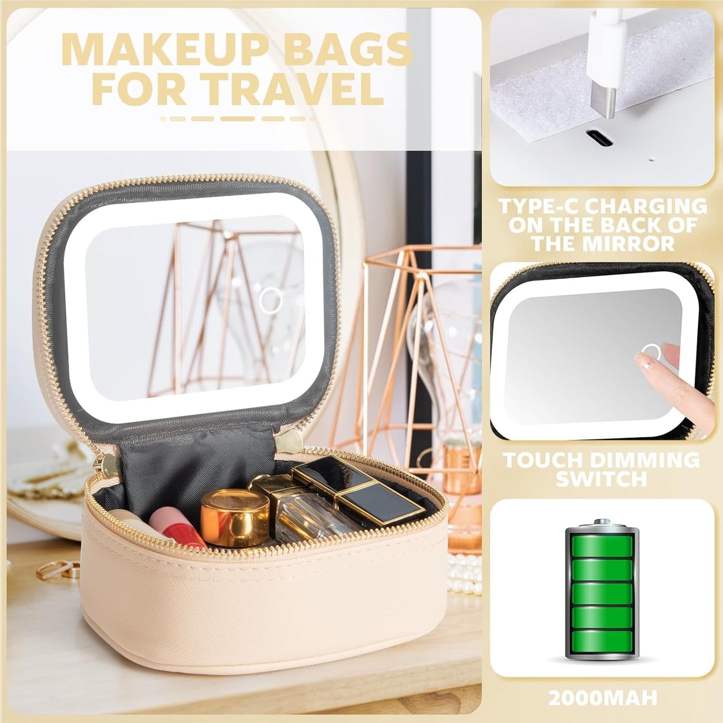 GlowKit Pro+™ Compact Makeup Bag with LED Mirror