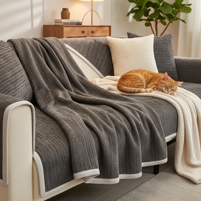 GripStay™ Chenille Sofa Cover for Pet Protection