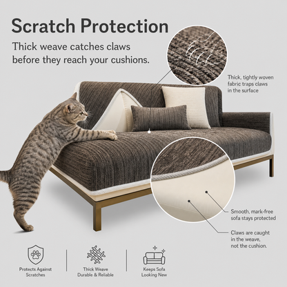 GripStay™ Chenille Sofa Cover for Pet Protection