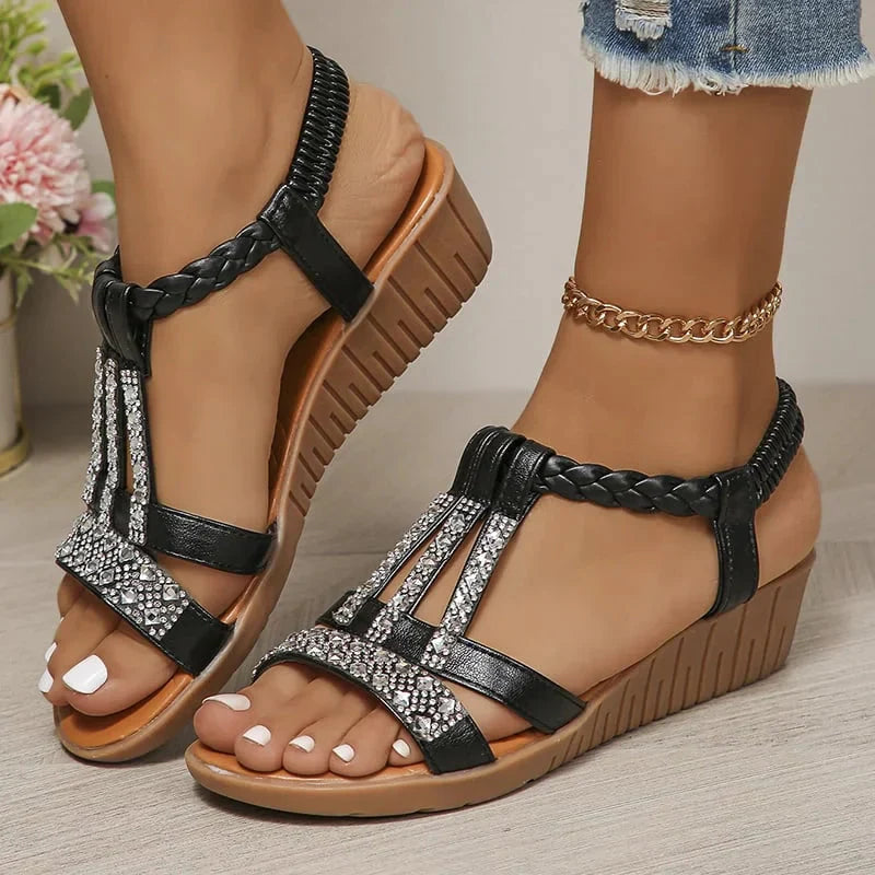 Héloïse Ross™ Summer sandals with rhinestones with open toe
