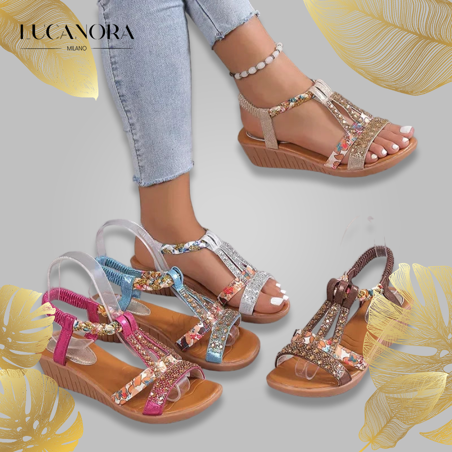 Héloïse Ross™ Summer sandals with rhinestones with open toe