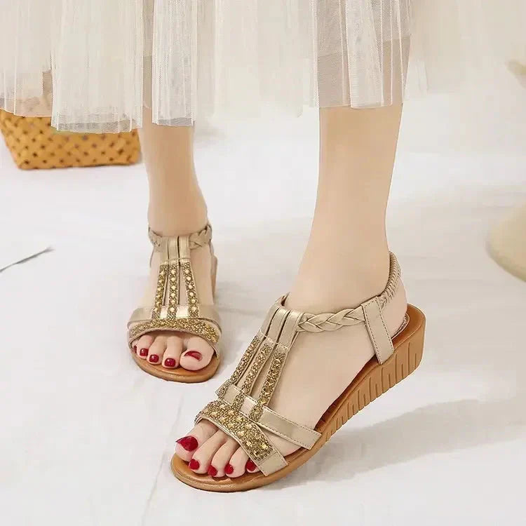 Héloïse Ross™ Summer sandals with rhinestones with open toe