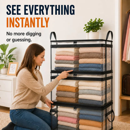 HomeVault™ Foldable Clear Storage Bag for Clutter-Free Closets