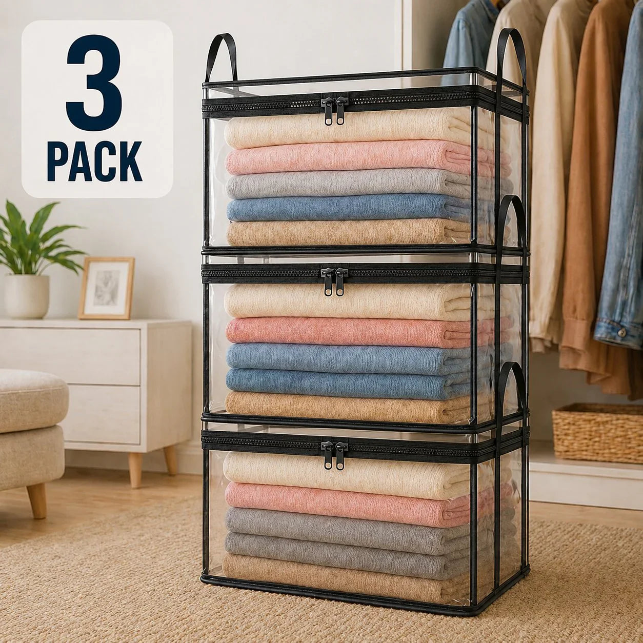 HomeVault™ Foldable Clear Storage Bag for Clutter-Free Closets