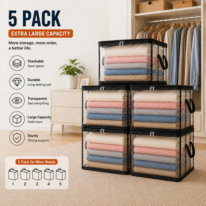 HomeVault™ Foldable Clear Storage Bag for Clutter-Free Closets