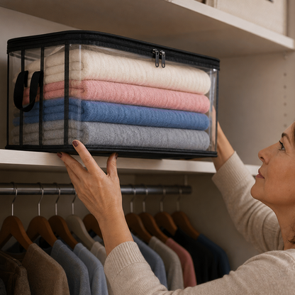 HomeVault™ Foldable Clear Storage Bag for Clutter-Free Closets