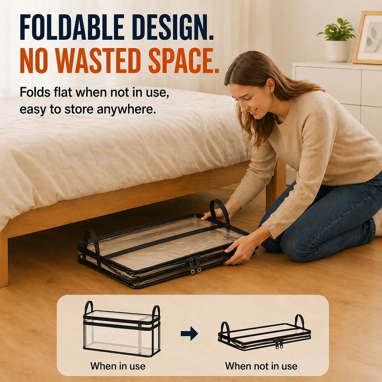 HomeVault™ Foldable Clear Storage Bag for Clutter-Free Closets