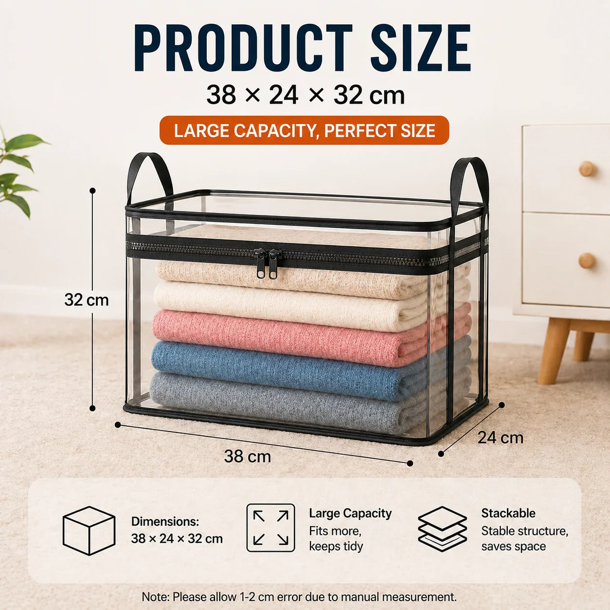 HomeVault™ Foldable Clear Storage Bag for Clutter-Free Closets