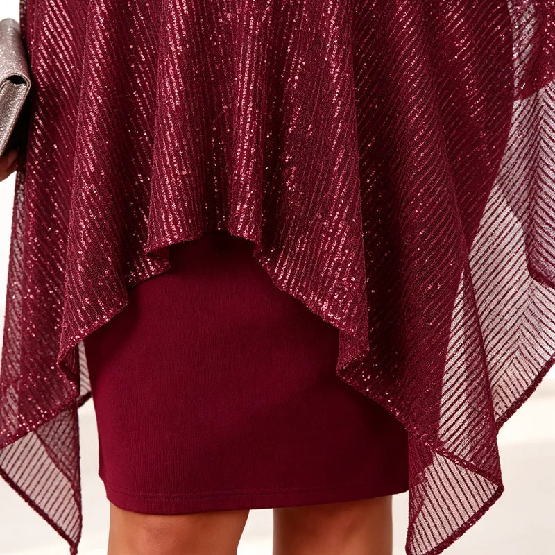 Ida Ambrosino™ Slimming Cape Midi Dress for Events