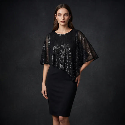Ida Ambrosino™ Slimming Cape Midi Dress for Events
