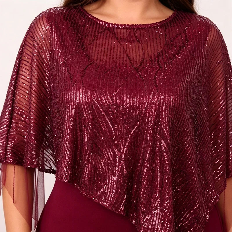 Ida Ambrosino™ Slimming Cape Midi Dress for Events