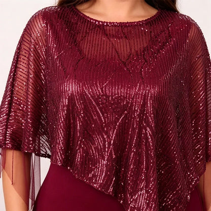 Ida Ambrosino™ Slimming Cape Midi Dress for Events