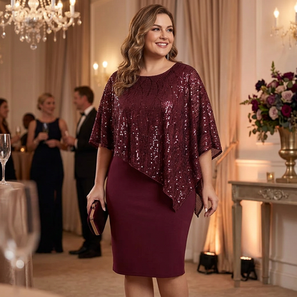 Ida Ambrosino™ Slimming Cape Midi Dress for Events