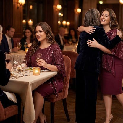 Ida Ambrosino™ Slimming Cape Midi Dress for Events