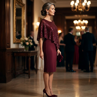 Ida Ambrosino™ Slimming Cape Midi Dress for Events