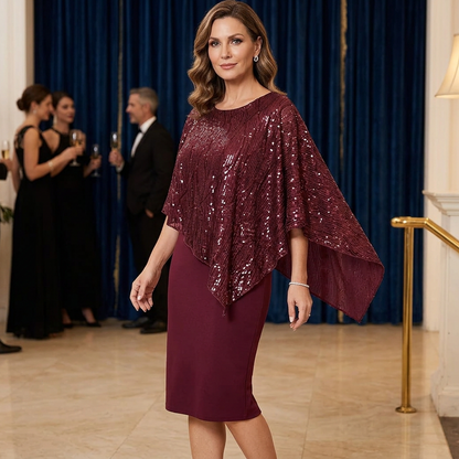 Ida Ambrosino™ Slimming Cape Midi Dress for Events