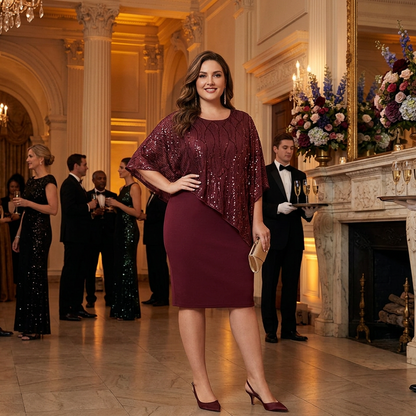 Ida Ambrosino™ Slimming Cape Midi Dress for Events