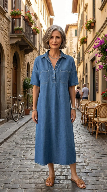 Ida Pasini™ Effortless Pocket Midi Dress