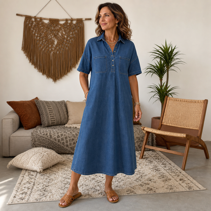 Ida Pasini™ Midi Dress with Pockets for Effortless Everyday Style