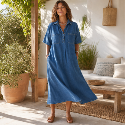 Ida Pasini™ Midi Dress with Pockets for Effortless Everyday Style