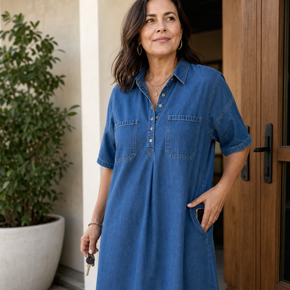 Ida Pasini™ Midi Dress with Pockets for Effortless Everyday Style