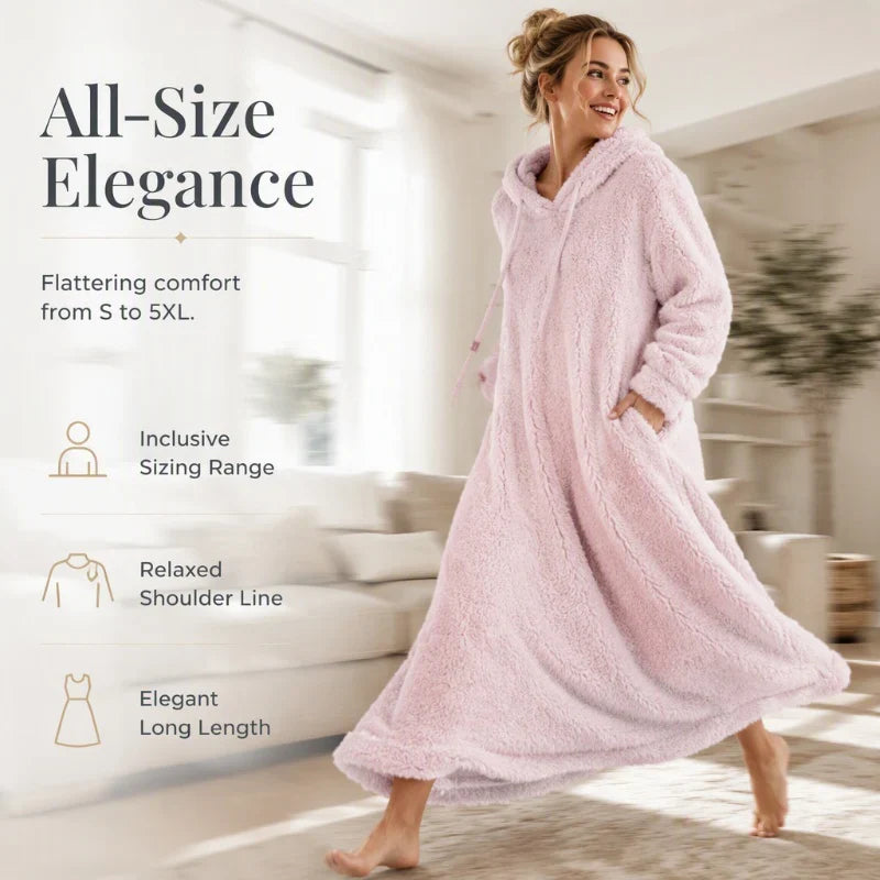 Ignazia Garofalo™ Plush Hooded Lounge Dress for Chilly Days