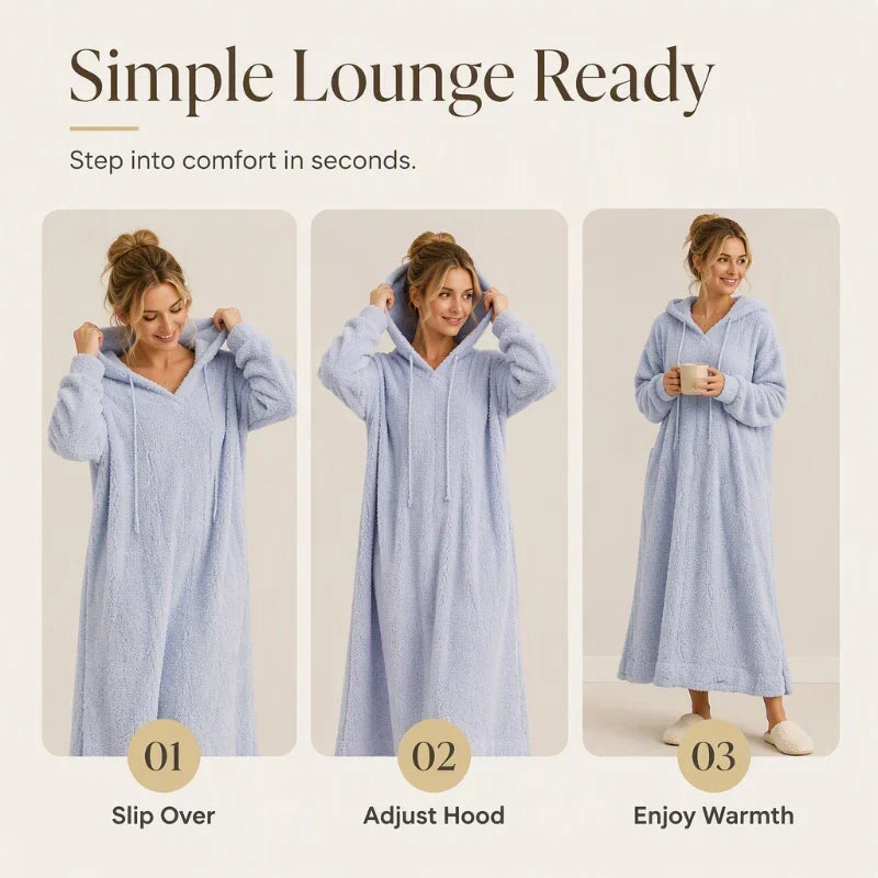 Ignazia Garofalo™ Plush Hooded Lounge Dress for Chilly Days