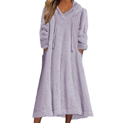 Ignazia Garofalo™ Plush Hooded Lounge Dress for Chilly Days