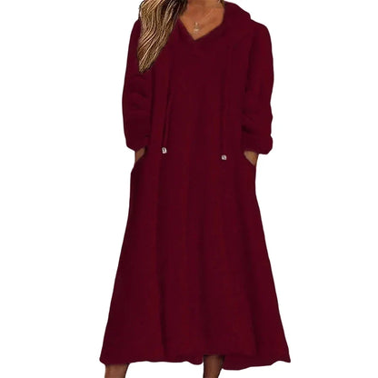 Ignazia Garofalo™ Plush Hooded Lounge Dress for Chilly Days