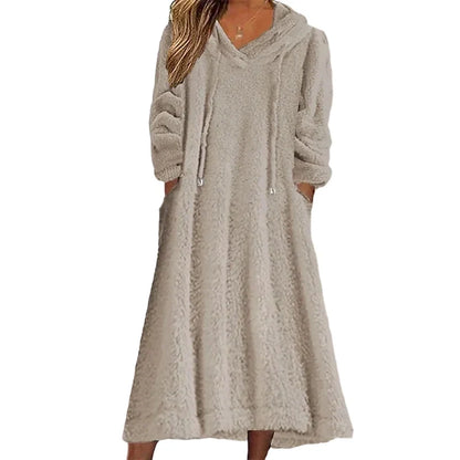 Ignazia Garofalo™ Plush Hooded Lounge Dress for Chilly Days
