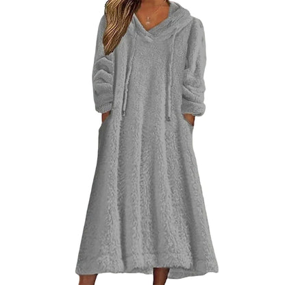 Ignazia Garofalo™ Plush Hooded Lounge Dress for Chilly Days