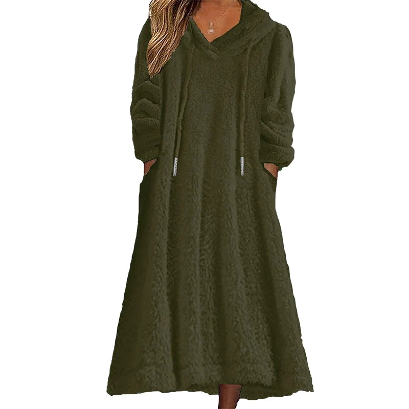 Ignazia Garofalo™ Plush Hooded Lounge Dress for Chilly Days