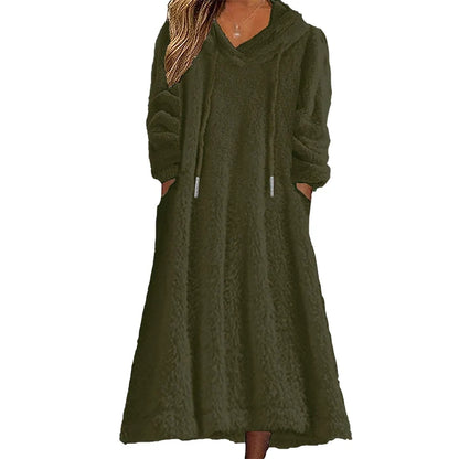 Ignazia Garofalo™ Plush Hooded Lounge Dress for Chilly Days