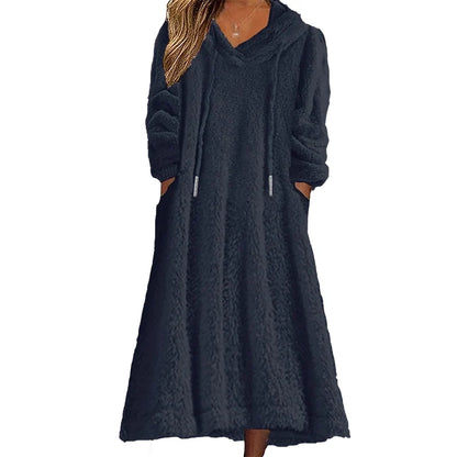 Ignazia Garofalo™ Plush Hooded Lounge Dress for Chilly Days