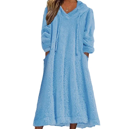 Ignazia Garofalo™ Plush Hooded Lounge Dress for Chilly Days
