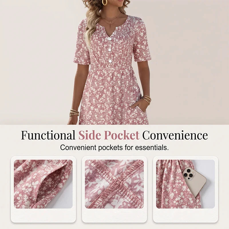 Ilaria Bentivoglio™ Soft V Neck Dress for Effortless Everyday Style