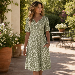 Ilaria Bentivoglio™ Soft V Neck Dress for Effortless Everyday Style
