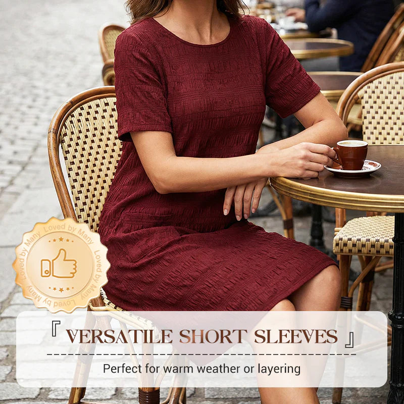 Ilaria Scognamiglio™ Round Neck Textured Top for All-Day Ease
