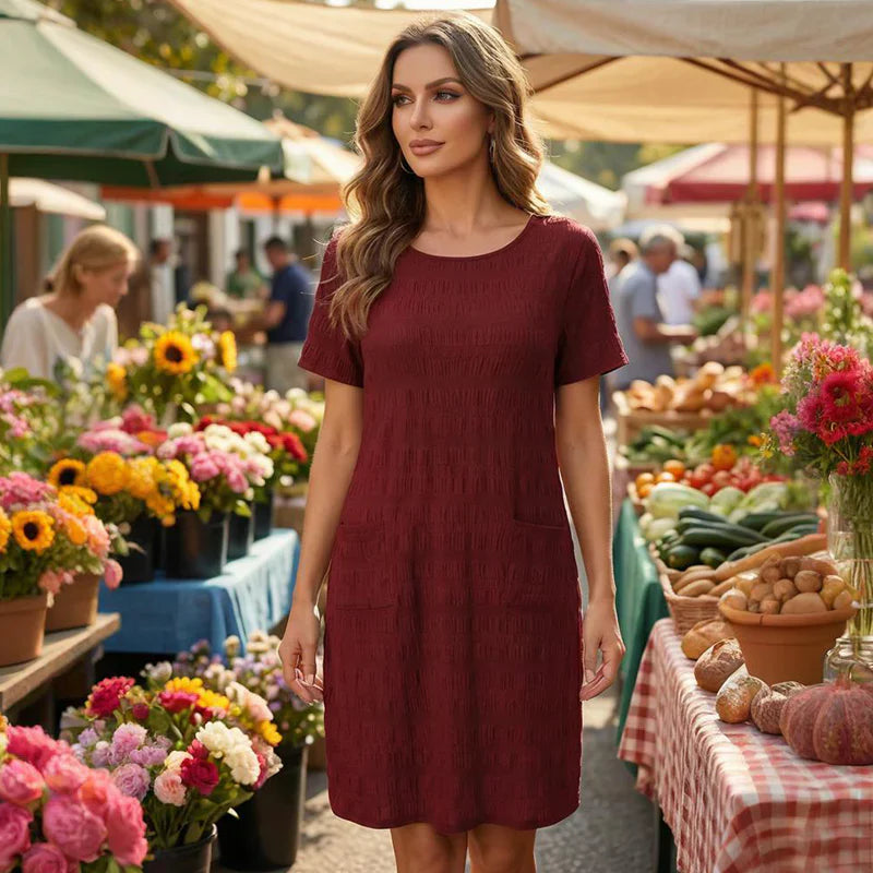 Ilaria Scognamiglio™ Round Neck Textured Top for All-Day Ease