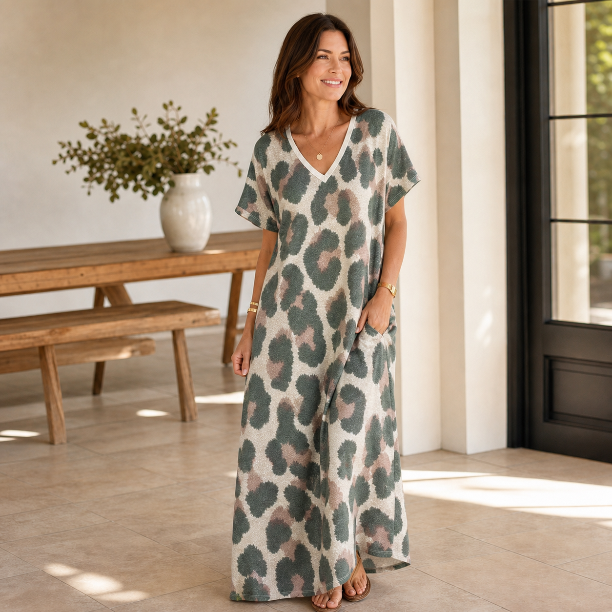 Ilda Brunelli™ Versatile V-Neck Dress for Effortless Style