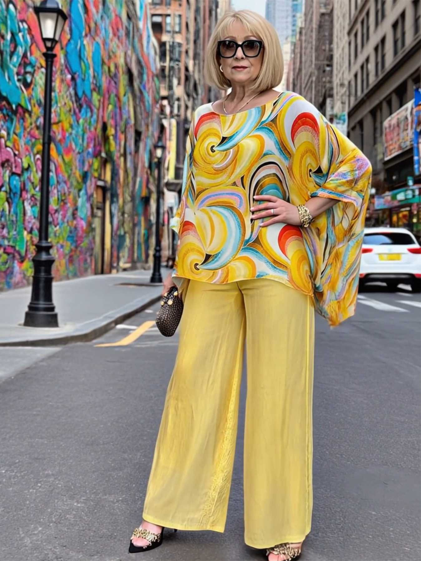 Ilda Women's Printed Chiffon Two-Piece Set - main product view of printed chiffon set