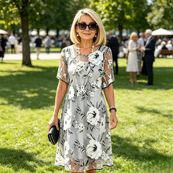 Ileana Carbone™ Elegant Floral Chiffon Dress