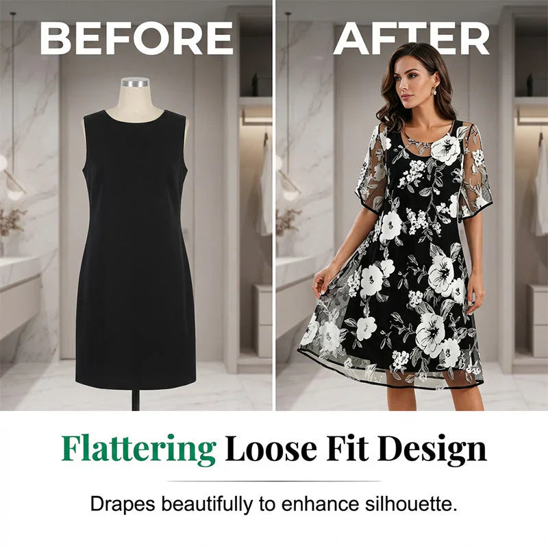 Ileana Carbone™ Elegant Floral Chiffon Dress