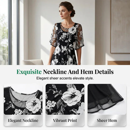 Ileana Carbone™ Elegant Floral Chiffon Dress